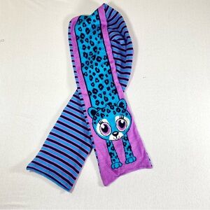 Justice Girls Reversible Scarf Cheetah Leopard Purple Blue Black Striped Animal